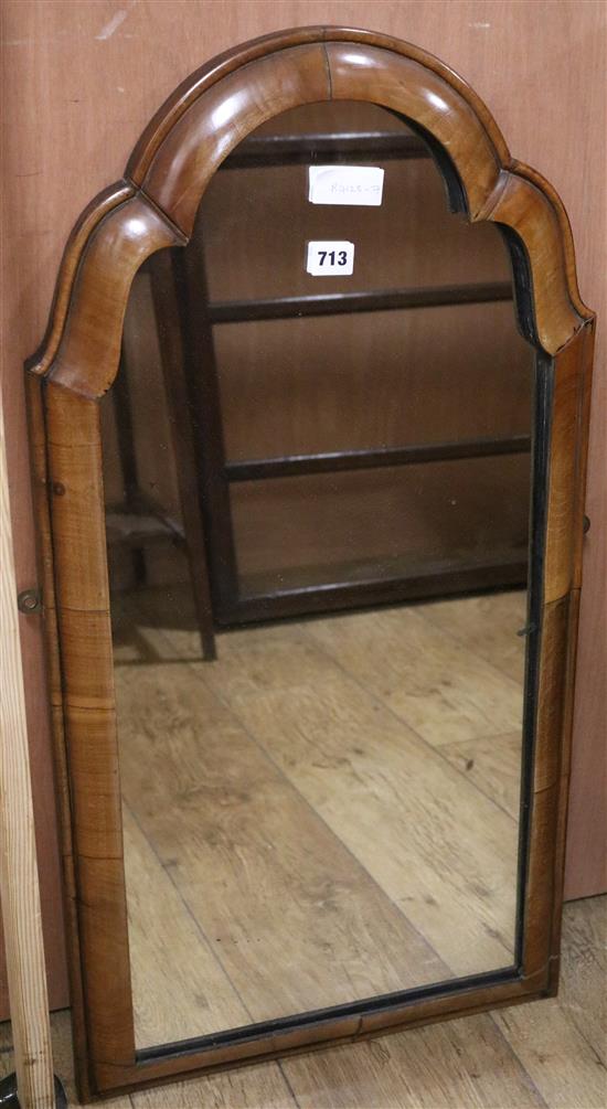 A walnut gable-arched mirror, W.43cm